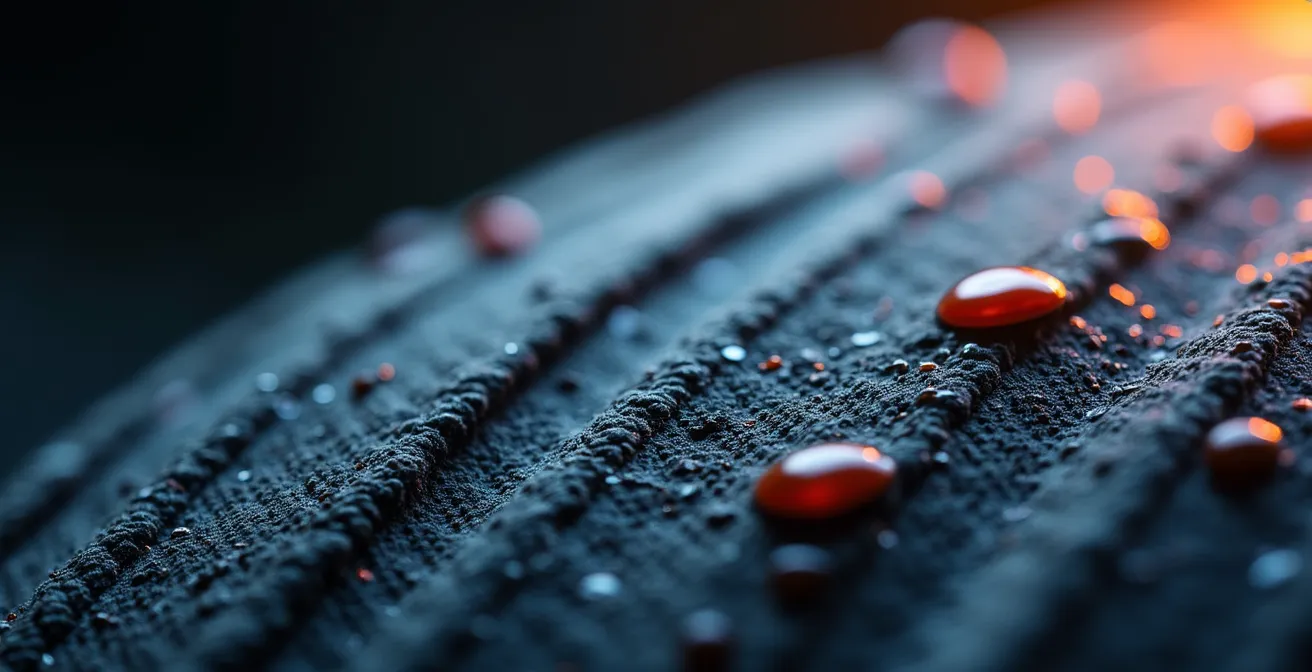 Détail macro d'un capteur sportif avec textures et matières