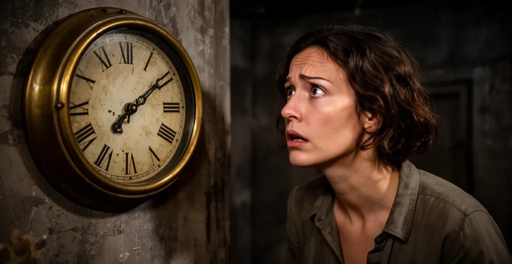 Participant consultant un chronomètre mural avec une expression concentrée